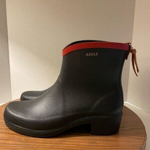 Agile Bottillion Women Black Rubber Ankle Rain Snow Boots 39(8.5)